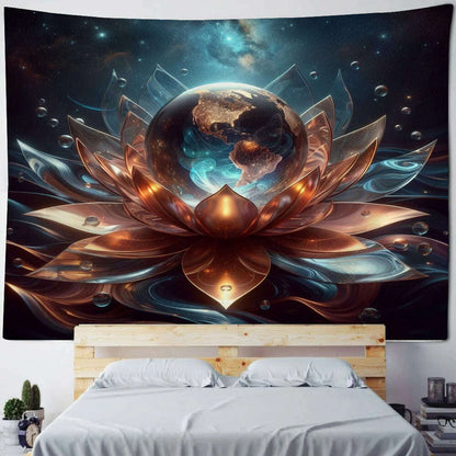 Meditation Lotus Tapestry Wall Art, Large Tapestry Mural Decoration, Home, Bedroom, Living Room Decoration
