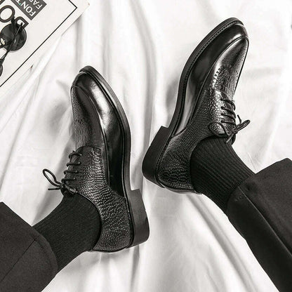 Men Casual Shoes Brock Oxford Retro Crocodile Leather Men Formal Shoes 2024 Spring Men's Shoes For Men Office Social Derby Shoes
