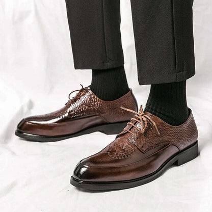 Men Casual Shoes Brock Oxford Retro Crocodile Leather Men Formal Shoes 2024 Spring Men's Shoes For Men Office Social Derby Shoes