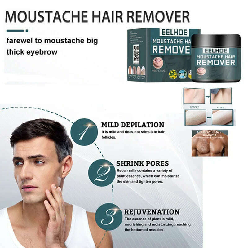 Men Hair Remover Cream Inhibition Hair Growth Eliminate Beard Armpit Chest Private Parts Gently Depilatory Painless Remover