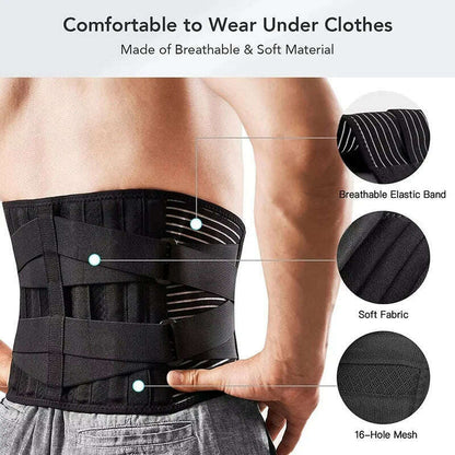 Men Women Lower Back Brace with 6 Stays Anti-skid Orthopedic Lumbar Support Breathable Waist Support Belt for Gym Pain Relief
