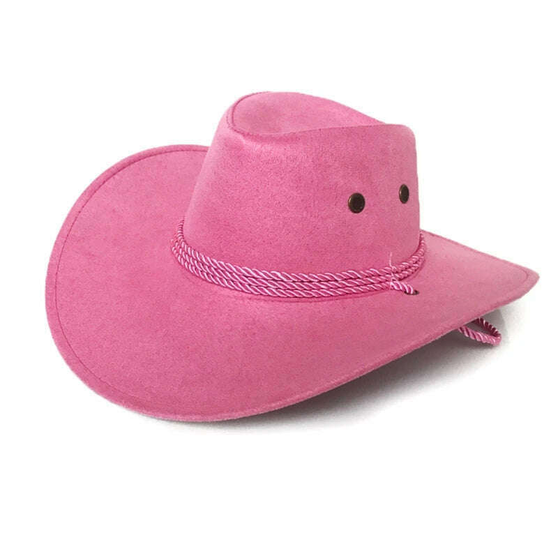 Men&#39;s Cool Sun Hat Solid Color Cool Western Cowboy Hat Plain Solid Color Men&#39;s Peaked Cap Large Western Rope Knight Cowboy Hat