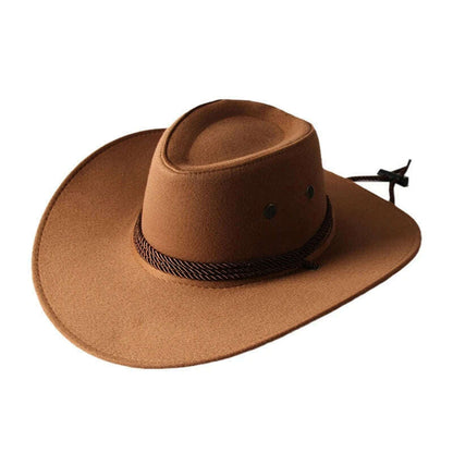 Men&#39;s Cool Sun Hat Solid Color Cool Western Cowboy Hat Plain Solid Color Men&#39;s Peaked Cap Large Western Rope Knight Cowboy Hat