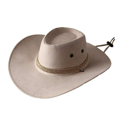 Men&#39;s Cool Sun Hat Solid Color Cool Western Cowboy Hat Plain Solid Color Men&#39;s Peaked Cap Large Western Rope Knight Cowboy Hat