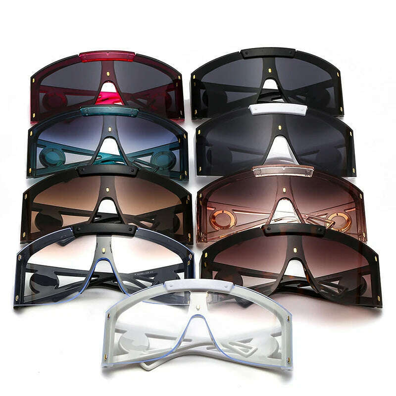 Men&#39;s Mask Goggles Sunglasses For Women Fashion One Piece Square Sun Glasses Men Oversized Ladies Eyeglasses UV400 oculos H146
