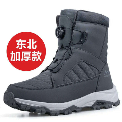Men's Snow Boots with Thick Fleece Women Ankle Boots Waterproof and Anti Slip Winter Fashion Travel Big Cotton Shoes Size 36-46