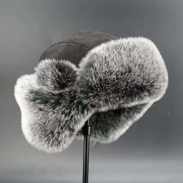 Men's Winter Trapper Aviator Trooper Earflap Warm Russian Waterproof Ski Hat Bomber Cap Russian Warm Ear Protectors Hats