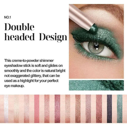 Metallic Double-head Eyeshadow Stick Diamond Shimmer Highlighter Pencil Ultra Pigmented Long Lasting Cream Eye Shadow Sponge Pen