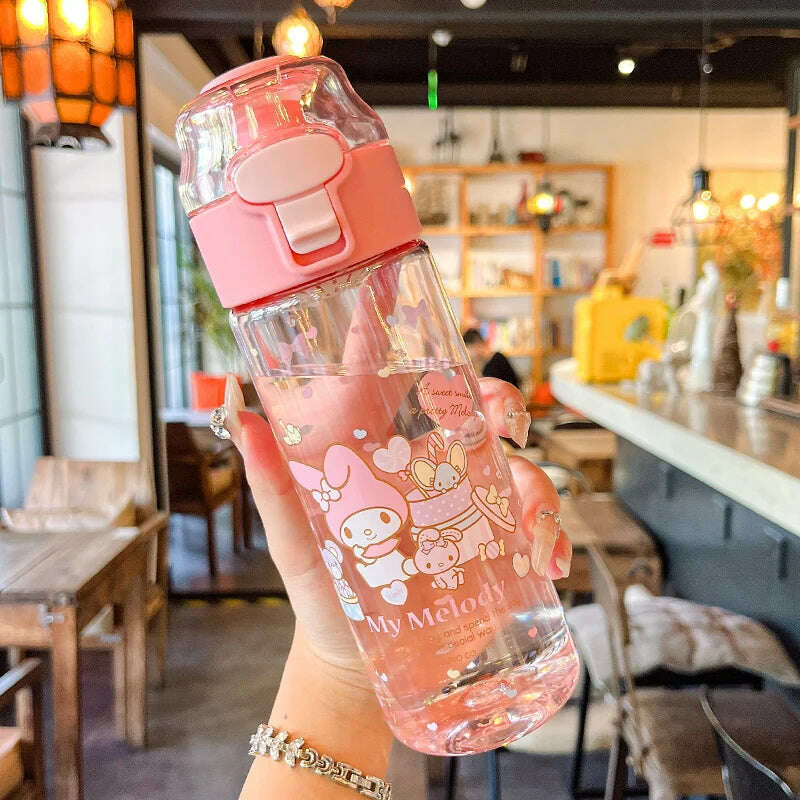 MINISO 550ML Bottle Water Sanrio Anime My Melody Portable Drinking Cup With Kuromi Outdoor Sports Fitness Travel Water Bottle