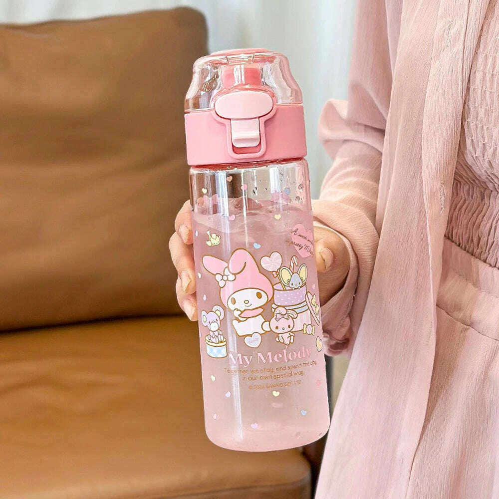 MINISO 550ML Bottle Water Sanrio Anime My Melody Portable Drinking Cup With Kuromi Outdoor Sports Fitness Travel Water Bottle
