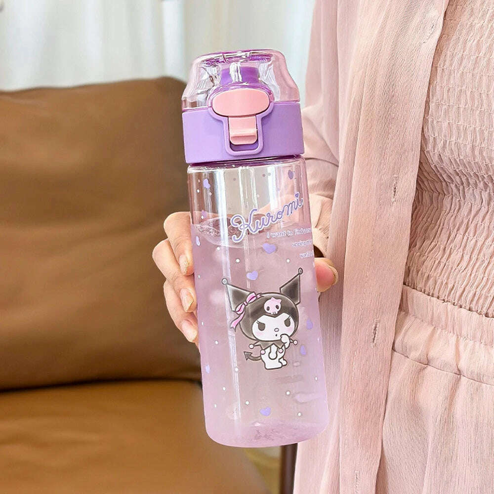 MINISO 550ML Bottle Water Sanrio Anime My Melody Portable Drinking Cup With Kuromi Outdoor Sports Fitness Travel Water Bottle