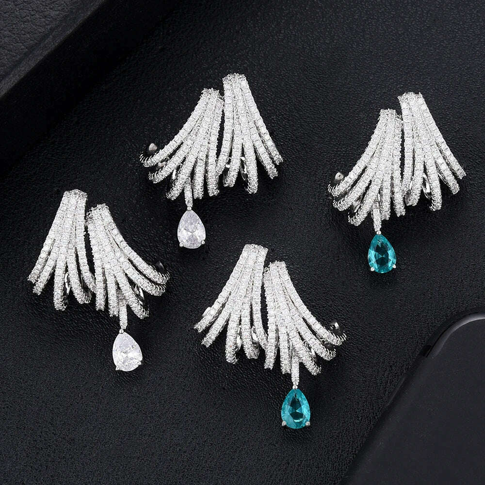 Missvikki Luxury DOUBLE CLAWS STUD Earrings Trendy Cubic Zircon Indian Earrings for women Wedding Engagement JEWELRY GIFT