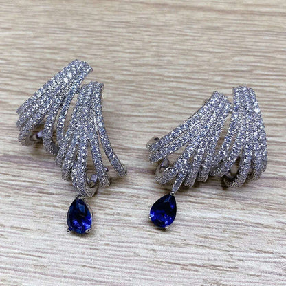 Missvikki Luxury DOUBLE CLAWS STUD Earrings Trendy Cubic Zircon Indian Earrings for women Wedding Engagement JEWELRY GIFT