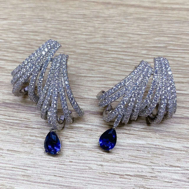 Missvikki Luxury DOUBLE CLAWS STUD Earrings Trendy Cubic Zircon Indian Earrings for women Wedding Engagement JEWELRY GIFT