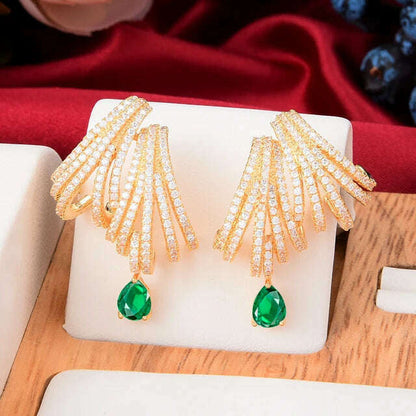 Missvikki Luxury DOUBLE CLAWS STUD Earrings Trendy Cubic Zircon Indian Earrings for women Wedding Engagement JEWELRY GIFT