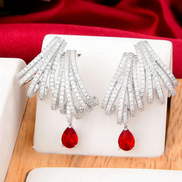 Missvikki Luxury DOUBLE CLAWS STUD Earrings Trendy Cubic Zircon Indian Earrings for women Wedding Engagement JEWELRY GIFT