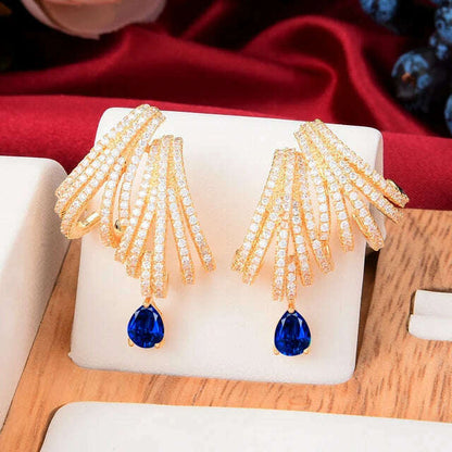 Missvikki Luxury DOUBLE CLAWS STUD Earrings Trendy Cubic Zircon Indian Earrings for women Wedding Engagement JEWELRY GIFT