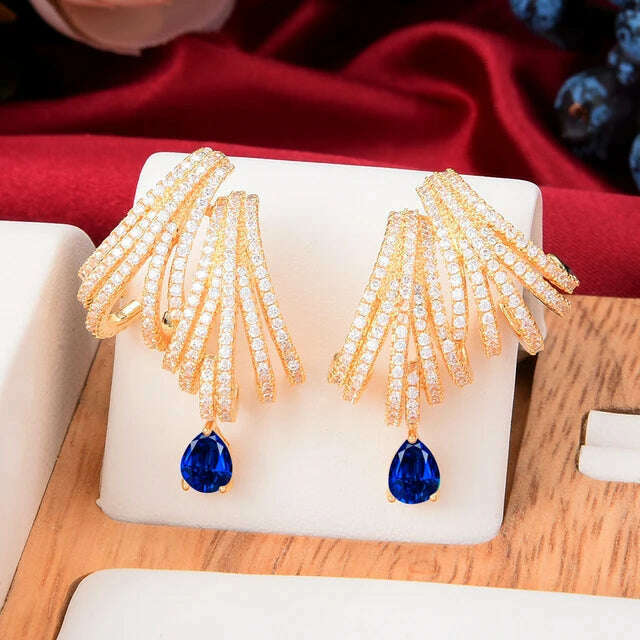Missvikki Luxury DOUBLE CLAWS STUD Earrings Trendy Cubic Zircon Indian Earrings for women Wedding Engagement JEWELRY GIFT