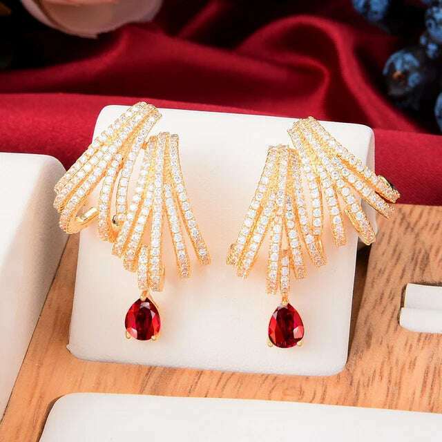 Missvikki Luxury DOUBLE CLAWS STUD Earrings Trendy Cubic Zircon Indian Earrings for women Wedding Engagement JEWELRY GIFT