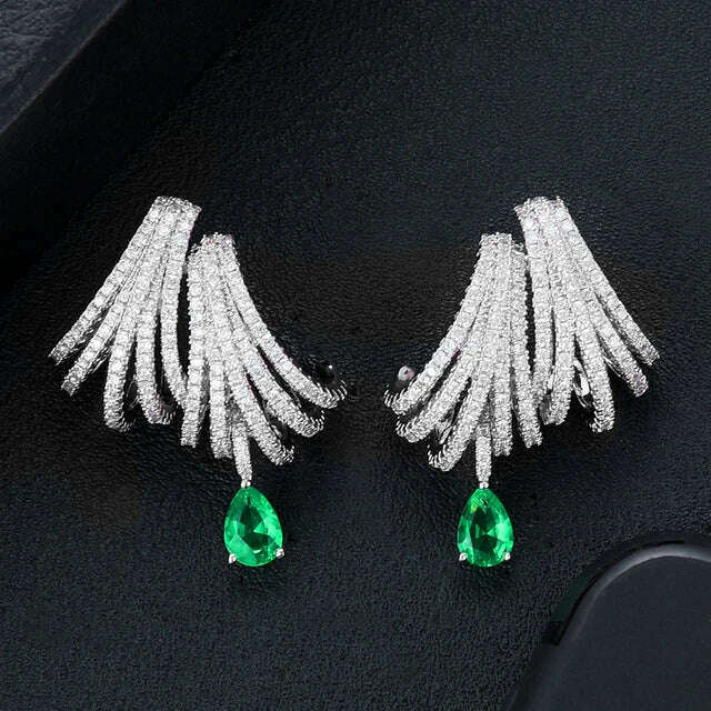 Missvikki Luxury DOUBLE CLAWS STUD Earrings Trendy Cubic Zircon Indian Earrings for women Wedding Engagement JEWELRY GIFT