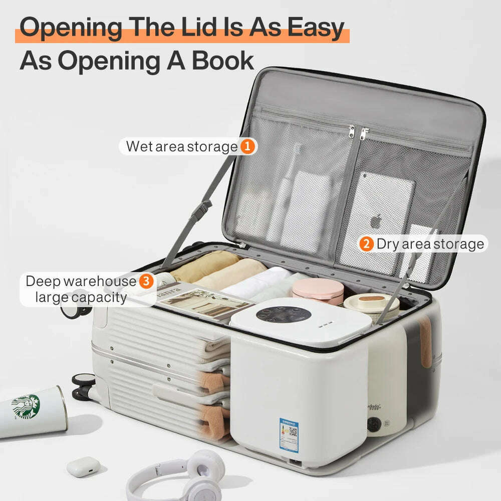 Mixi New Aluminum Frame Suitcase Carry On Rolling Luggage with USB Port Boarding Cabin Cup and Phone Holder 20 24 Inch