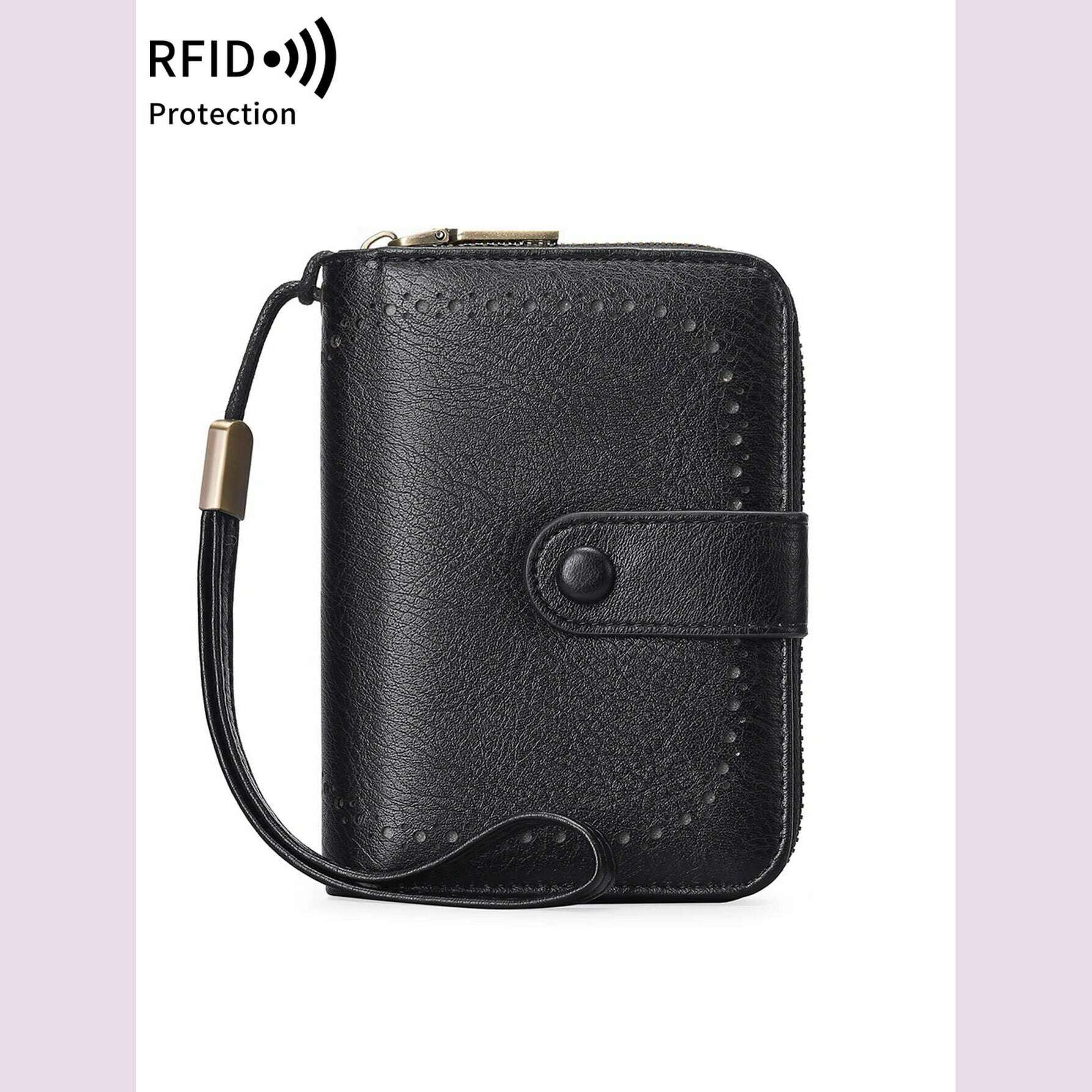MIYIN Retro Large Capacity RFID Shielded Women's Short Wallet Multi Card Slot Organ Credit Card Bag Multi Functional Zero Wallet