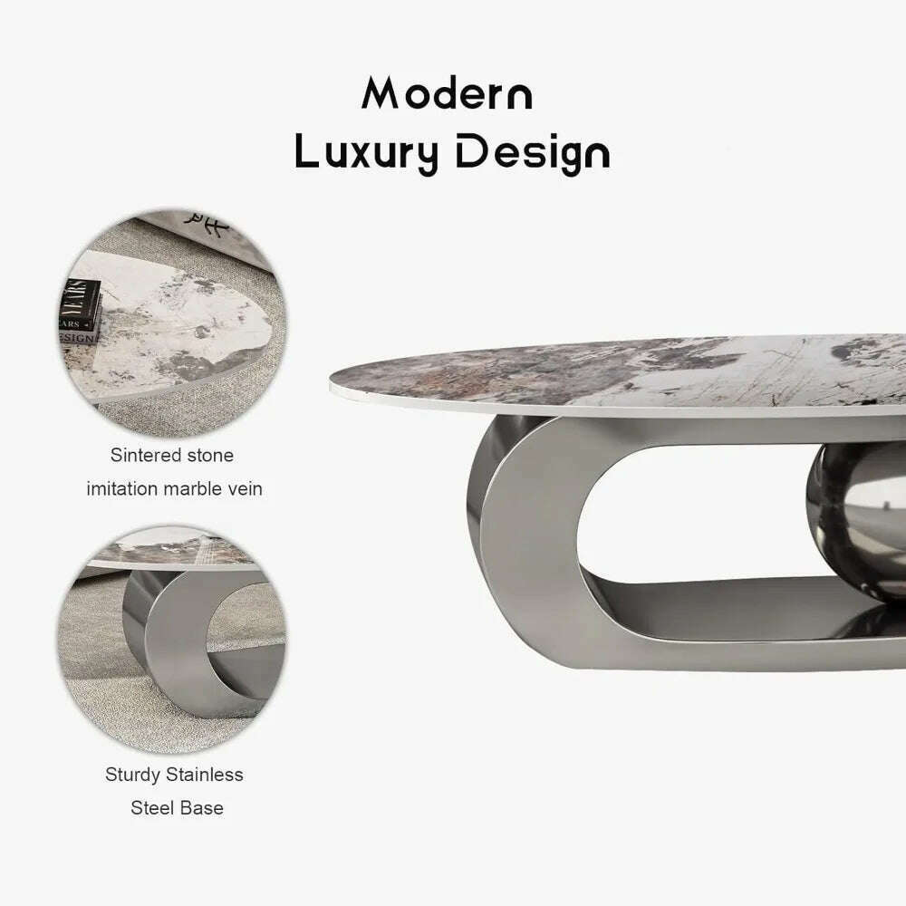Modern Coffee Table with Marble Top, Exquisitely Crafted in White and Light Brown, Featuring A Modern Style Circular Design