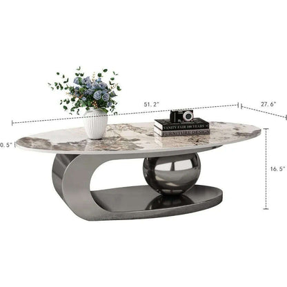 Modern Coffee Table with Marble Top, Exquisitely Crafted in White and Light Brown, Featuring A Modern Style Circular Design