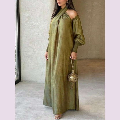 Modigirl Elegant Evening Party Dress For Women Clothing 2025 Spring Summer Puff Sleeves H-line Loose Plus Size Maxi Dresses 3XL