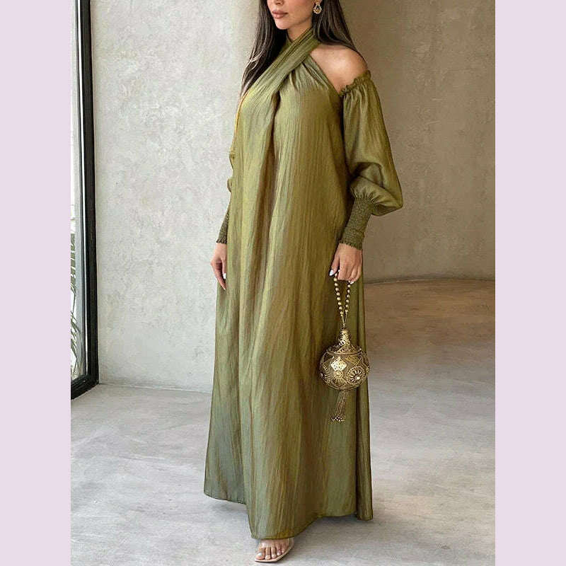 Modigirl Elegant Evening Party Dress For Women Clothing 2025 Spring Summer Puff Sleeves H-line Loose Plus Size Maxi Dresses 3XL