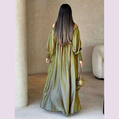 Modigirl Elegant Evening Party Dress For Women Clothing 2025 Spring Summer Puff Sleeves H-line Loose Plus Size Maxi Dresses 3XL