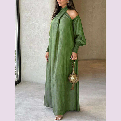 Modigirl Elegant Evening Party Dress For Women Clothing 2025 Spring Summer Puff Sleeves H-line Loose Plus Size Maxi Dresses 3XL