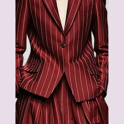 Modigirl Winter Clothes Trendy Pants Suits Set Office for Women 2024 Autumn British Striped Loose Wide Leg Womens England Capris