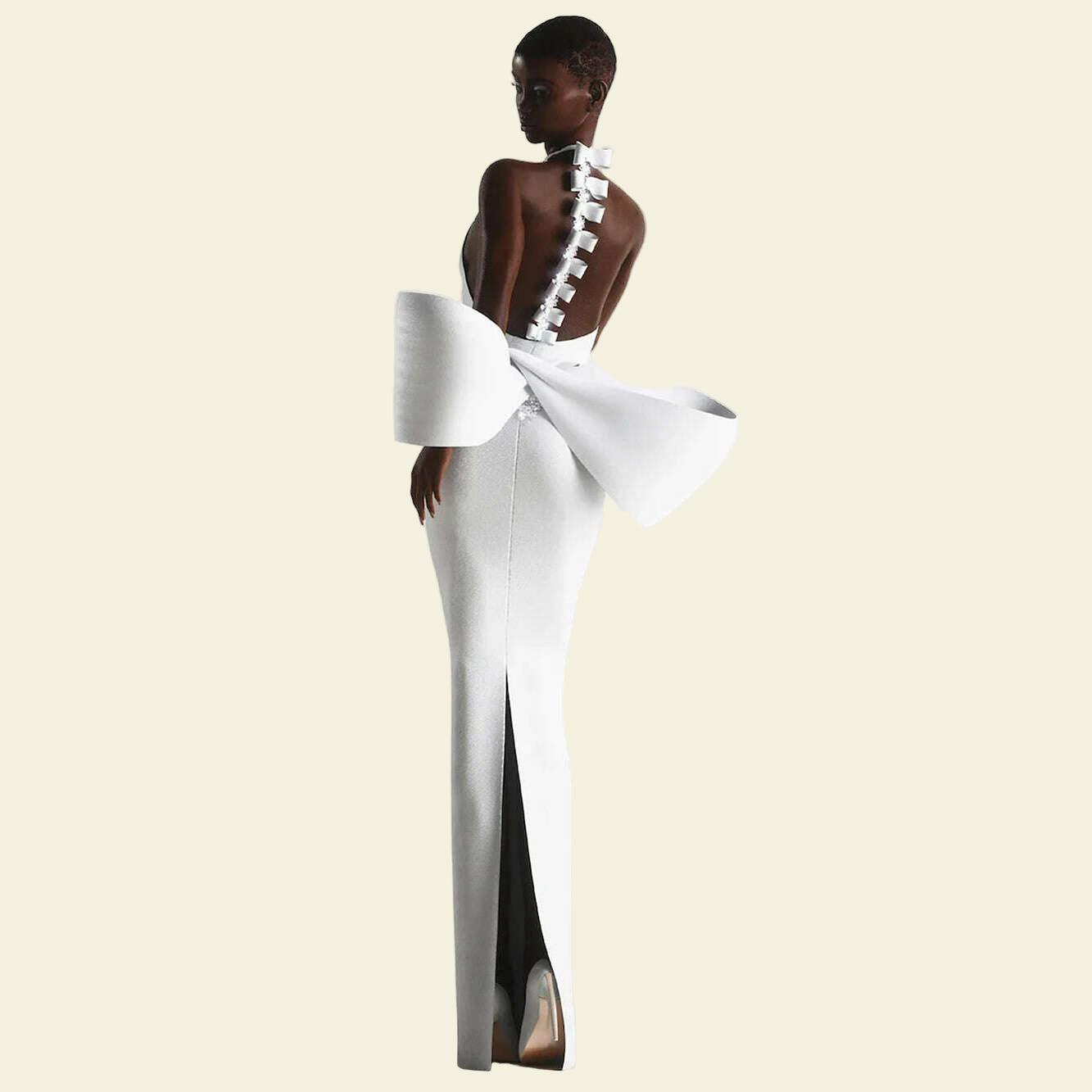 Modphy Party Bandage Bow Halter Evening Maxi Dress Women Sexy Backless Off Shoulder Sleeveless Long Female Dresses Lady Robes
