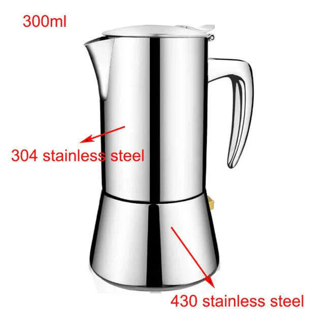 Moka Pots 200ML/300ML Coffee Pot  Stainless Steel Coffee Maker Kitchen Coffee Percolator Drink Kettle