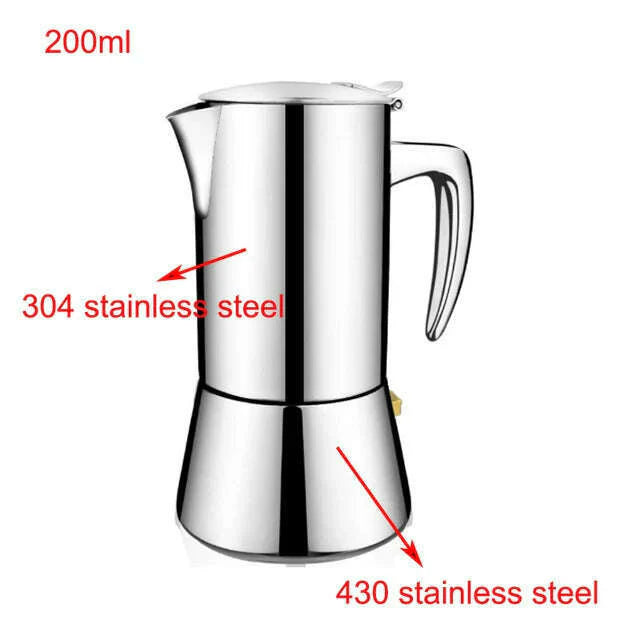 Moka Pots 200ML/300ML Coffee Pot  Stainless Steel Coffee Maker Kitchen Coffee Percolator Drink Kettle