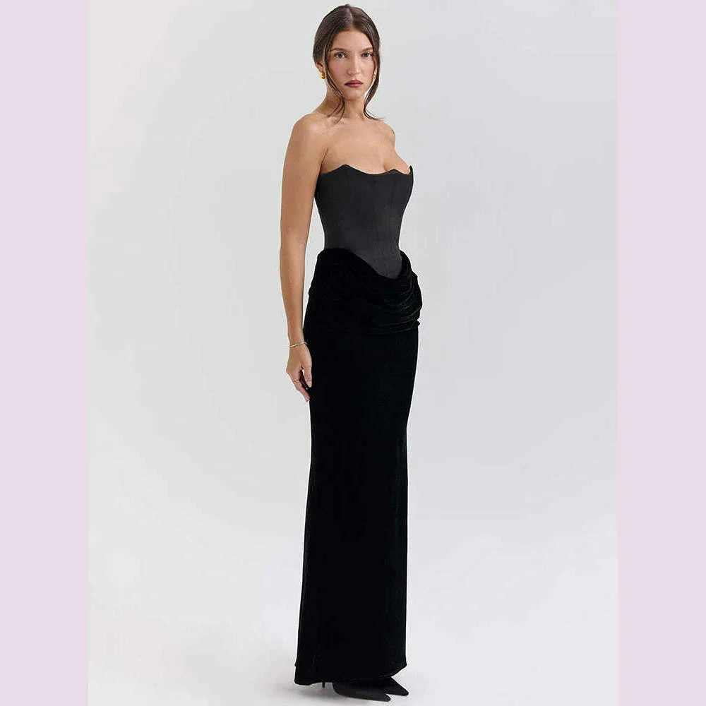 Mozision Off-shoulder Strapless Sexy Maxi Dress For Women Elegant Sleeveless Backless Bodycon Club Party Evening Long Dress