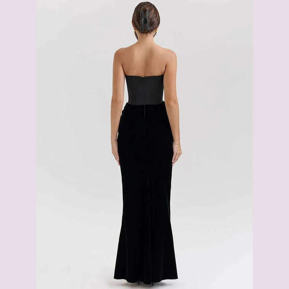Mozision Off-shoulder Strapless Sexy Maxi Dress For Women Elegant Sleeveless Backless Bodycon Club Party Evening Long Dress