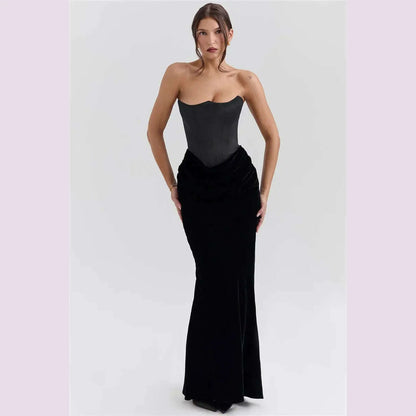 Mozision Off-shoulder Strapless Sexy Maxi Dress For Women Elegant Sleeveless Backless Bodycon Club Party Evening Long Dress