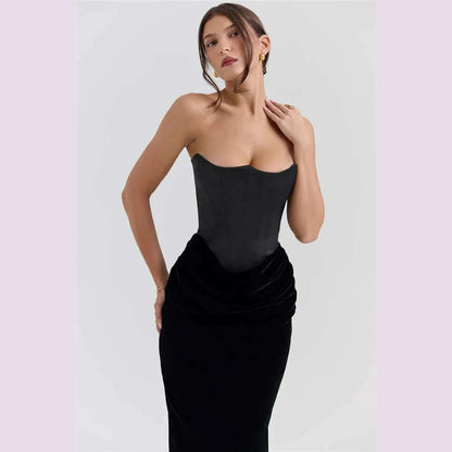 Mozision Off-shoulder Strapless Sexy Maxi Dress For Women Elegant Sleeveless Backless Bodycon Club Party Evening Long Dress