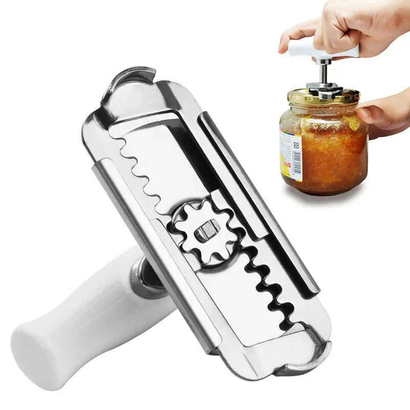 Multi-function Bottle Cap Opener Stainless Steel Adjustable Lids Off Jar Opener Labor-saving Screw Can Opener for Kitchen Gadget