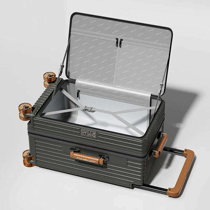 MUXING Wide Trolley Luggage Front Opening Multi-Functional Women 20-Inch Small Lightweight Boarding Box 24-Inch Men's Suitcase