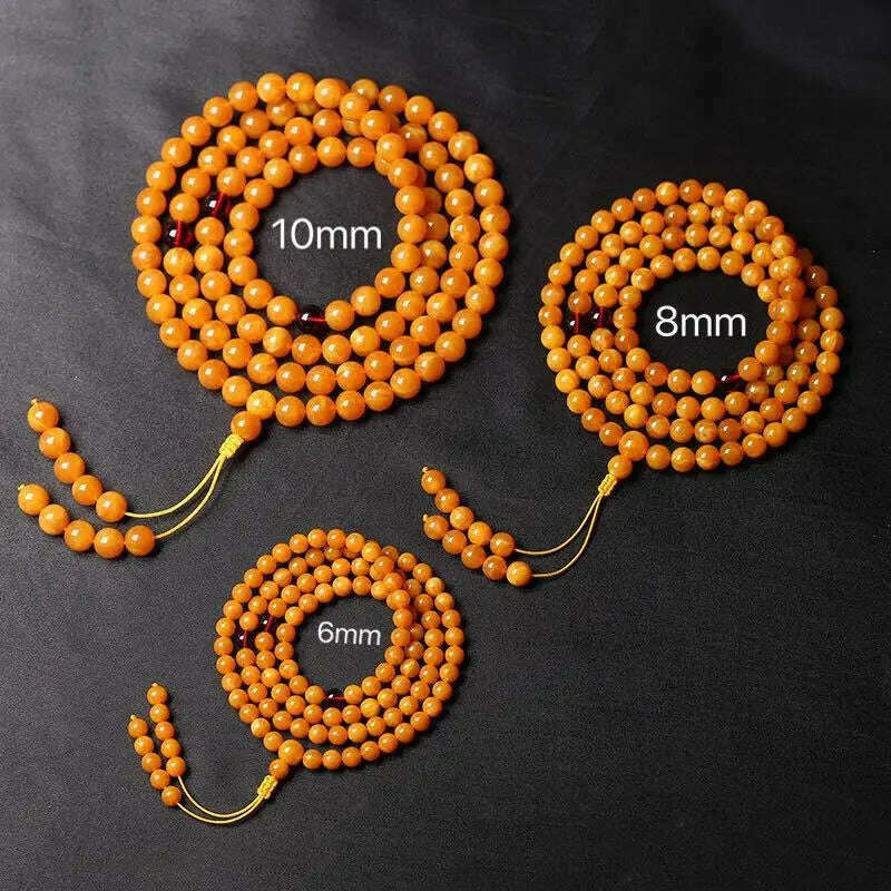 Myanmar Old Beeswax Circle 108 Beads Original Mineral Beeswax Amber Original Stone Necklace for Men and Women Hard Bracelets