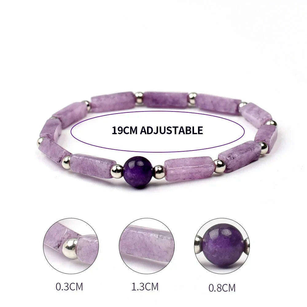 Natural Amethyst Body-purify Slimming Bracelet Stone Energy Yoga Bracelets for Women Weight Loss Bracelet Fatigue Relief Healing