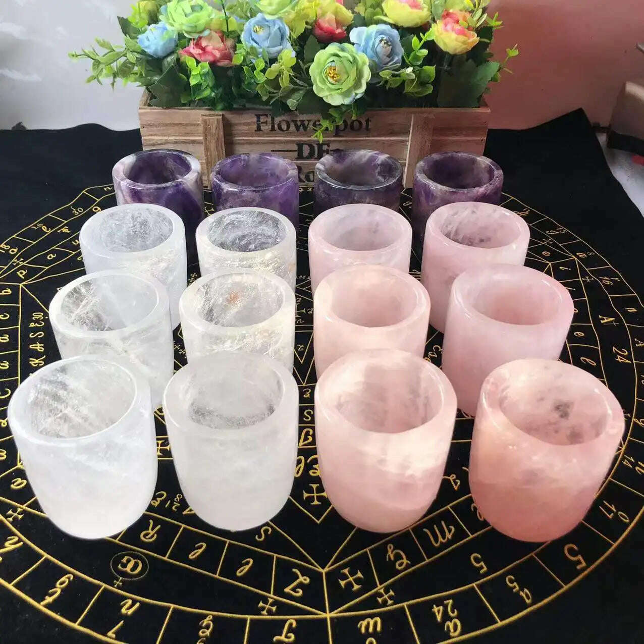 Natural Crystal Amethyst Rose Quartz White Crystal Cup High Quality Healing Crystal For Gift Collection Craft Home Decor
