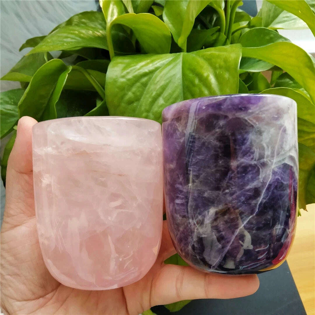 Natural Crystal Amethyst Rose Quartz White Crystal Cup High Quality Healing Crystal For Gift Collection Craft Home Decor