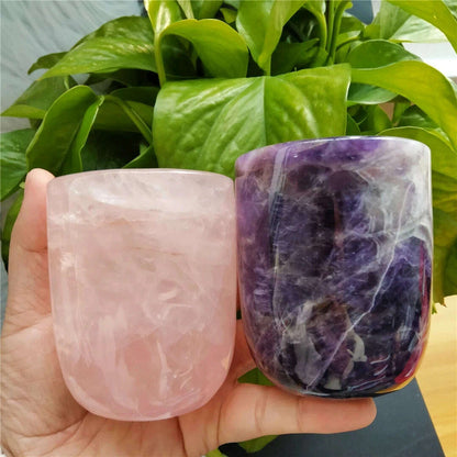 Natural Crystal Amethyst Rose Quartz White Crystal Cup High Quality Healing Crystal For Gift Collection Craft Home Decor