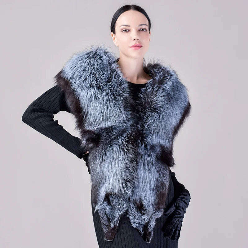 Natural Fur Fox Whole Skin Scarf Ladies Winter Fashion Retro Luxury Party Women Winter Warm Real Fur Collar Ring S5877