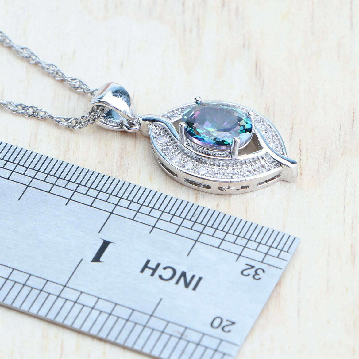 Natural Magic Rainbow Zirconia Jewelry Sets 925 Silver Wedding For Women Rings Pendant Necklace Earrings Bracelets Bridal Set