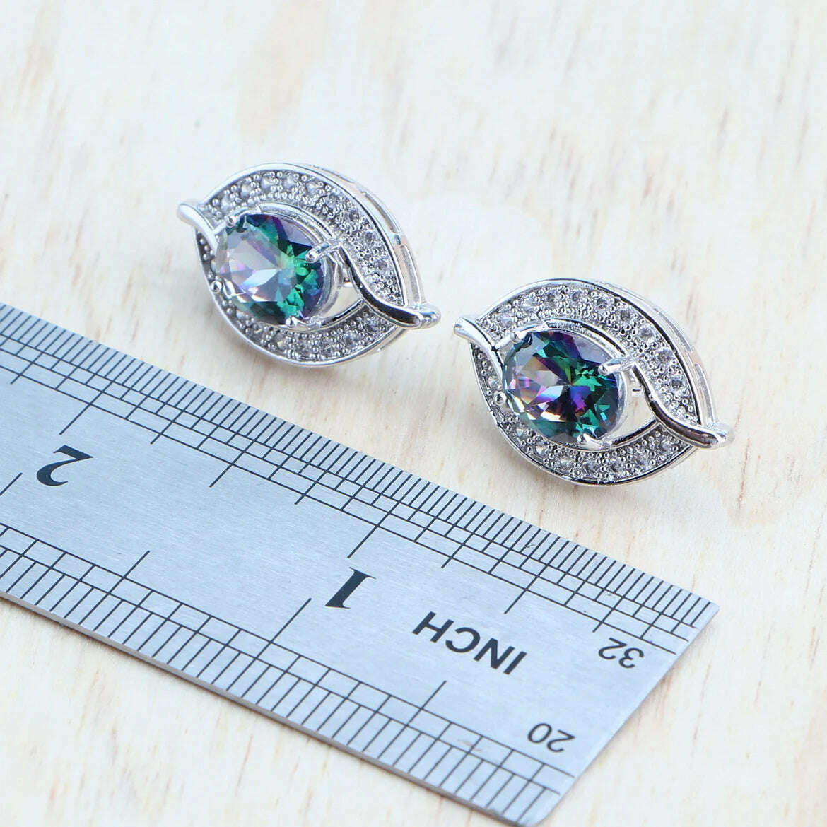 Natural Magic Rainbow Zirconia Jewelry Sets 925 Silver Wedding For Women Rings Pendant Necklace Earrings Bracelets Bridal Set